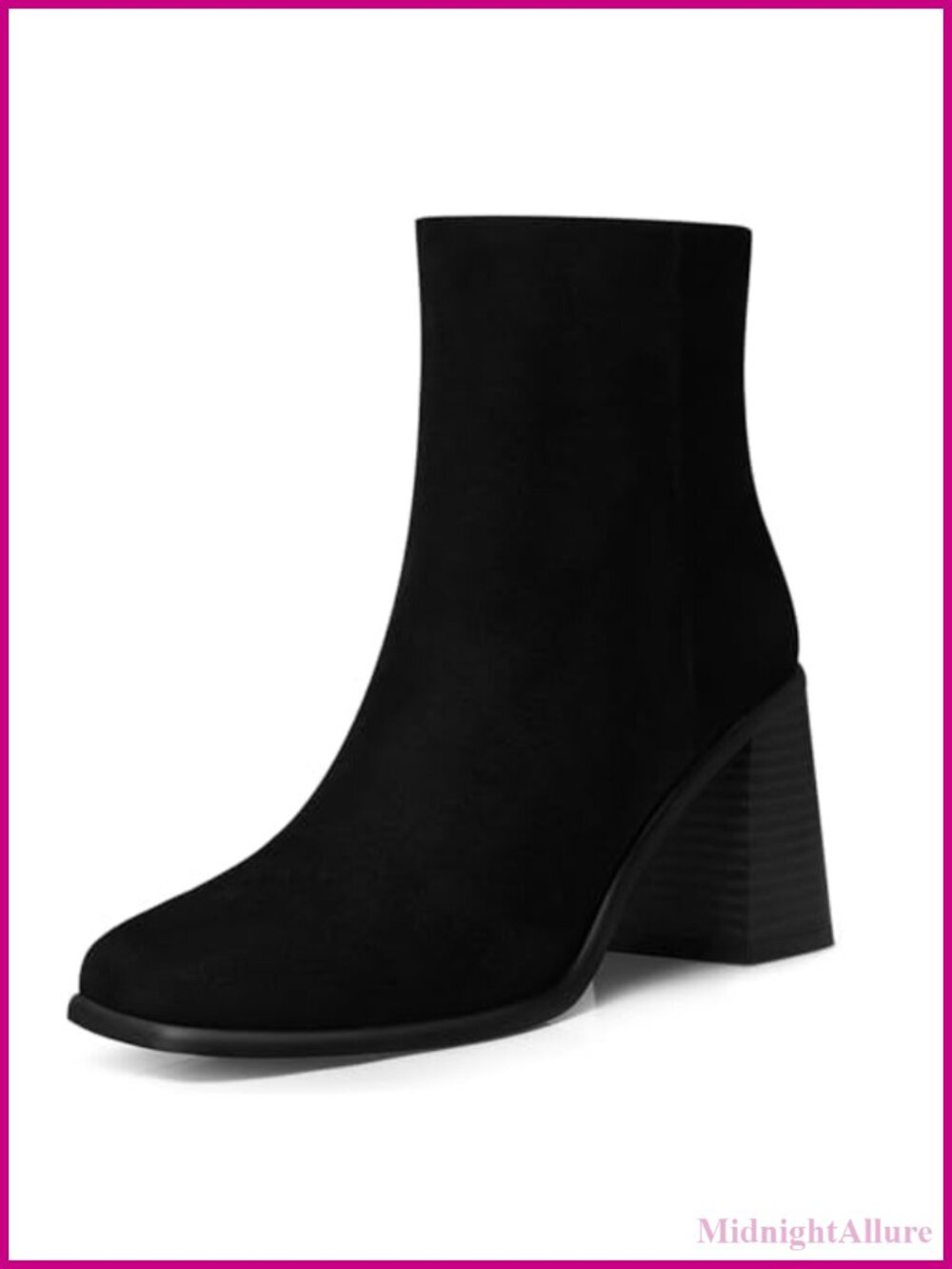 Women's Chunky Heel Ankle Boots Faux Leather 2.9 Inch